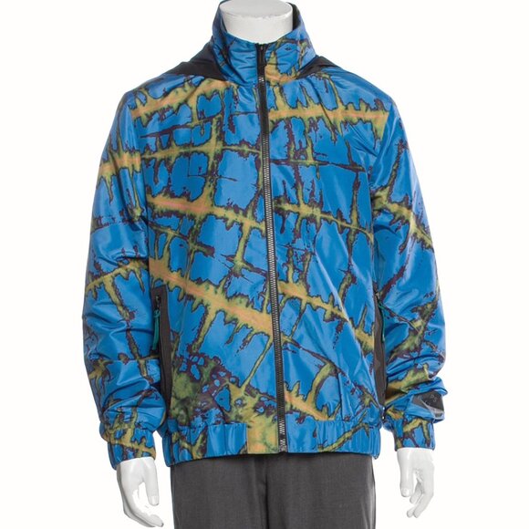 NEW $475 Paul Smith Track Jacket Windbreaker! M Blue With Abstract Modern Design - Picture 3 of 6